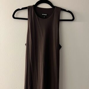 Express Brown Sleeveless Midi Dress